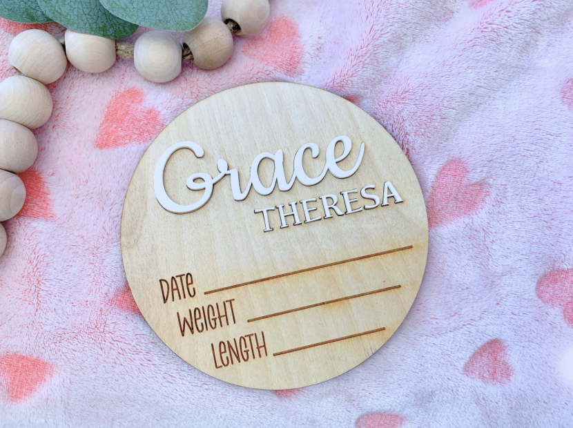Baby Stats Announcement Sign