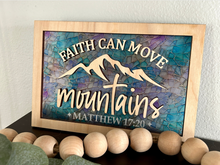 Load image into Gallery viewer, Faith Can Move Mountains Stained Glass Sign