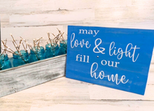 Load image into Gallery viewer, Love and light rustic hanukkah sign