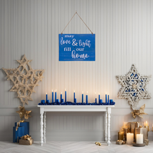 Load image into Gallery viewer, Love and light rustic hanukkah sign