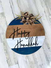 Load image into Gallery viewer, Hanukkah wood round door hanger