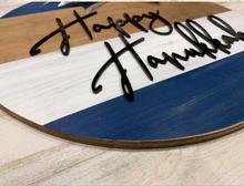Load image into Gallery viewer, Hanukkah wood round door hanger