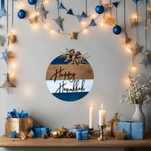 Load image into Gallery viewer, Hanukkah wood round door hanger