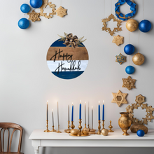 Load image into Gallery viewer, Hanukkah wood round door hanger