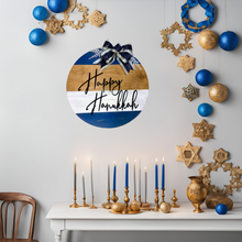 Load image into Gallery viewer, Hanukkah wood round door hanger