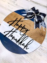 Load image into Gallery viewer, Hanukkah wood round door hanger