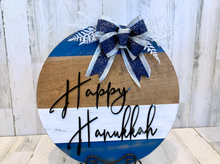 Load image into Gallery viewer, Hanukkah wood round door hanger