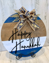 Load image into Gallery viewer, Hanukkah wood round door hanger