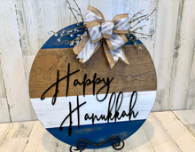 Load image into Gallery viewer, Hanukkah wood round door hanger