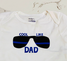 Load image into Gallery viewer, Cool Like Dad Baby Bodysuit | Police thin blue line sunglasses shirt