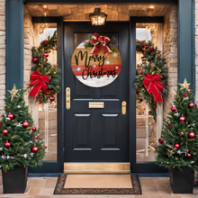 Load image into Gallery viewer, Merry Christmas wood round door hanger