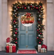 Load image into Gallery viewer, Merry Christmas wood round door hanger