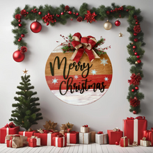 Load image into Gallery viewer, Merry Christmas wood round door hanger