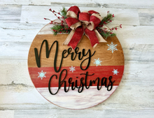 Load image into Gallery viewer, Merry Christmas wood round door hanger