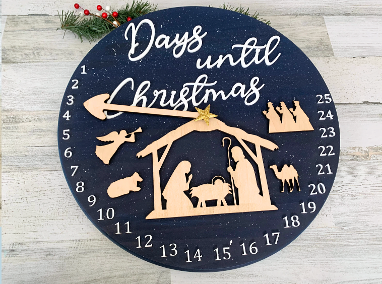 Nativity Christmas Countdown Sign
