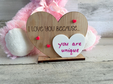 Load image into Gallery viewer, I Love You because Dry Erase Board Affirmation Sign with Stand