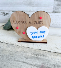 Load image into Gallery viewer, I Love You because Dry Erase Board Affirmation Sign with Stand