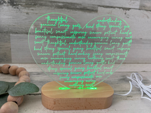 Load image into Gallery viewer, Affirmation Heart Color Changing Acrylic Night Light