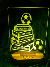 Load image into Gallery viewer, Soccer Affirmation Color Changing Acrylic Night Light