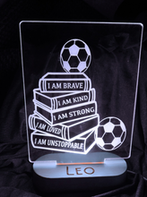 Load image into Gallery viewer, Soccer Affirmation Color Changing Acrylic Night Light