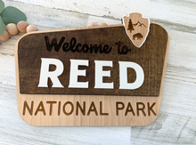 Load image into Gallery viewer, Personalized National Park Nursery Sign