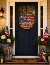 Load image into Gallery viewer, American Flag Wooden Round Door Hanger | Rustic Farmhouse Decor