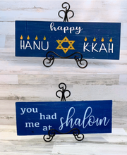 Load image into Gallery viewer, Reversible Rustic Wood Hanukkah Sign