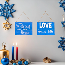 Load image into Gallery viewer, Reversible Rustic Love and Light/Latke Hanukkah Sign