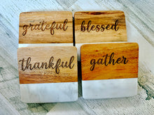 Load image into Gallery viewer, Thankful Marble and Wood Coasters