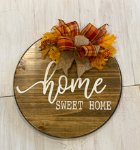 Load image into Gallery viewer, Home Sweet Home Door Hanger Sign | Rustic Wood Welcome Sign