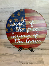 Load image into Gallery viewer, American Flag Wooden Round Door Hanger | Rustic Farmhouse Decor