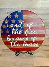 Load image into Gallery viewer, American Flag Wooden Round Door Hanger | Rustic Farmhouse Decor