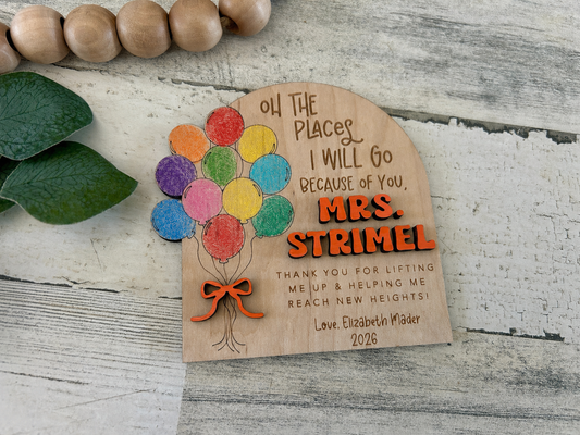 Places I'll Go Teacher Fingerprint Sign