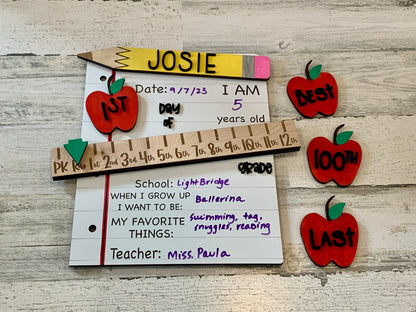 Interchangeable First Day of School Sign - Personalized