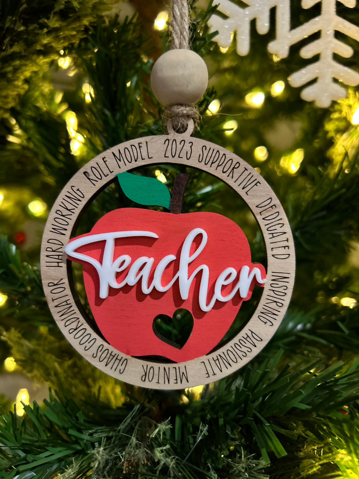 Personalized Teacher Apple Ornament