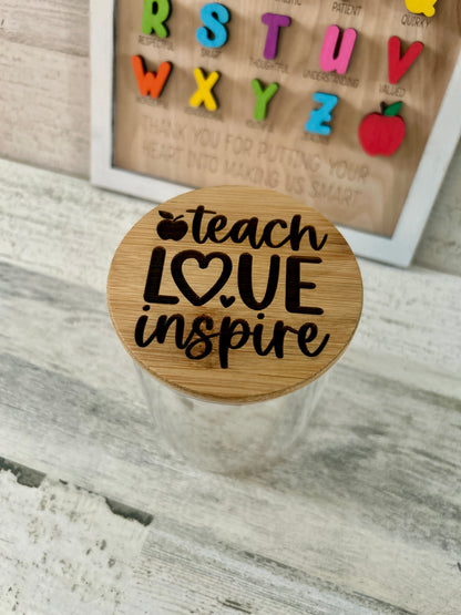 Personalized Glass Jar with Engraved Bamboo Lid