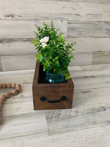 Wood mason jar planter box centerpiece | rustic farmhouse decor