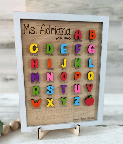 Personalized ABC Teacher Appreciation Sign