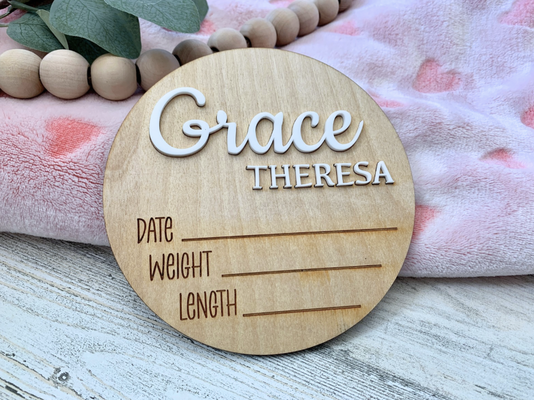 Baby Stats Announcement Sign