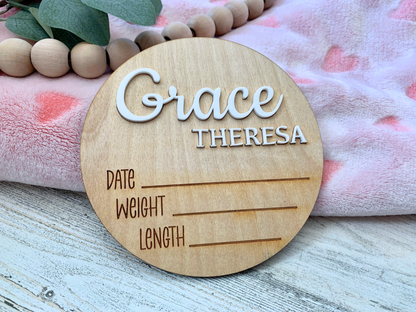 Baby Stats Announcement Sign
