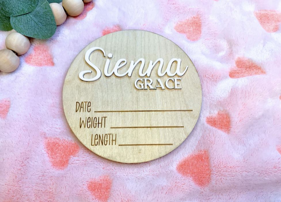 Baby Stats Announcement Sign