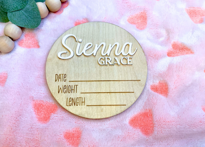 Baby Stats Announcement Sign
