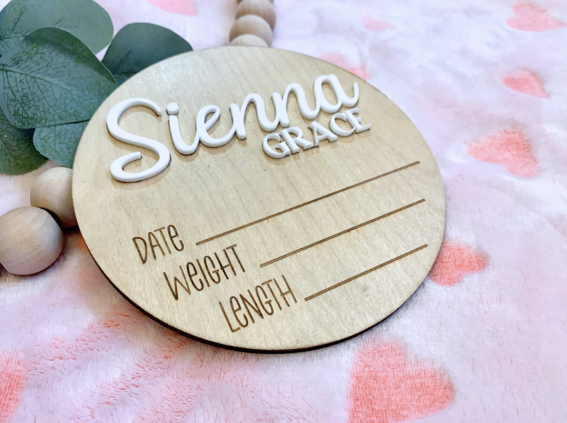 Baby Stats Announcement Sign