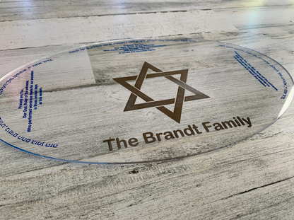 Personalized Hanukkah Menorah Drip Tray | Acrylic Candle Wax Tray | Hanukkah Blessings or Star of David