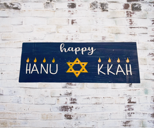 Reversible Rustic Wood Hanukkah Sign