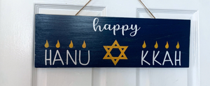 Happy Hanukkah Rustic Wood Sign