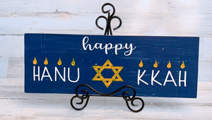 Reversible Rustic Wood Hanukkah Sign