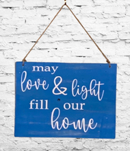 Load image into Gallery viewer, Love and light rustic hanukkah sign
