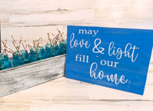 Load image into Gallery viewer, Love and light rustic hanukkah sign
