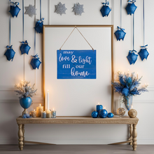 Load image into Gallery viewer, Love and light rustic hanukkah sign
